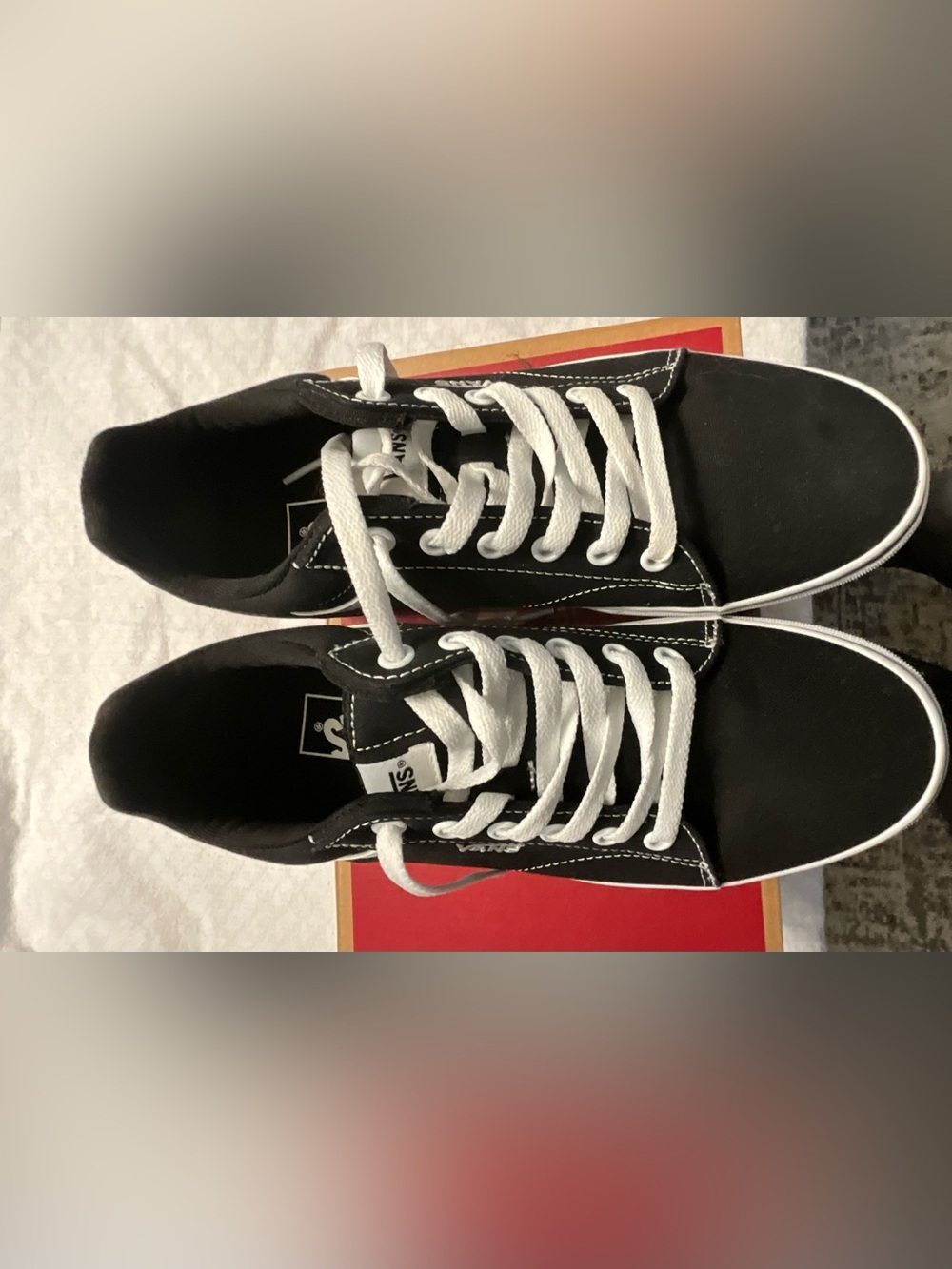 Vans Black Canvas Low-Top Sneakers with White Laces and Stitching